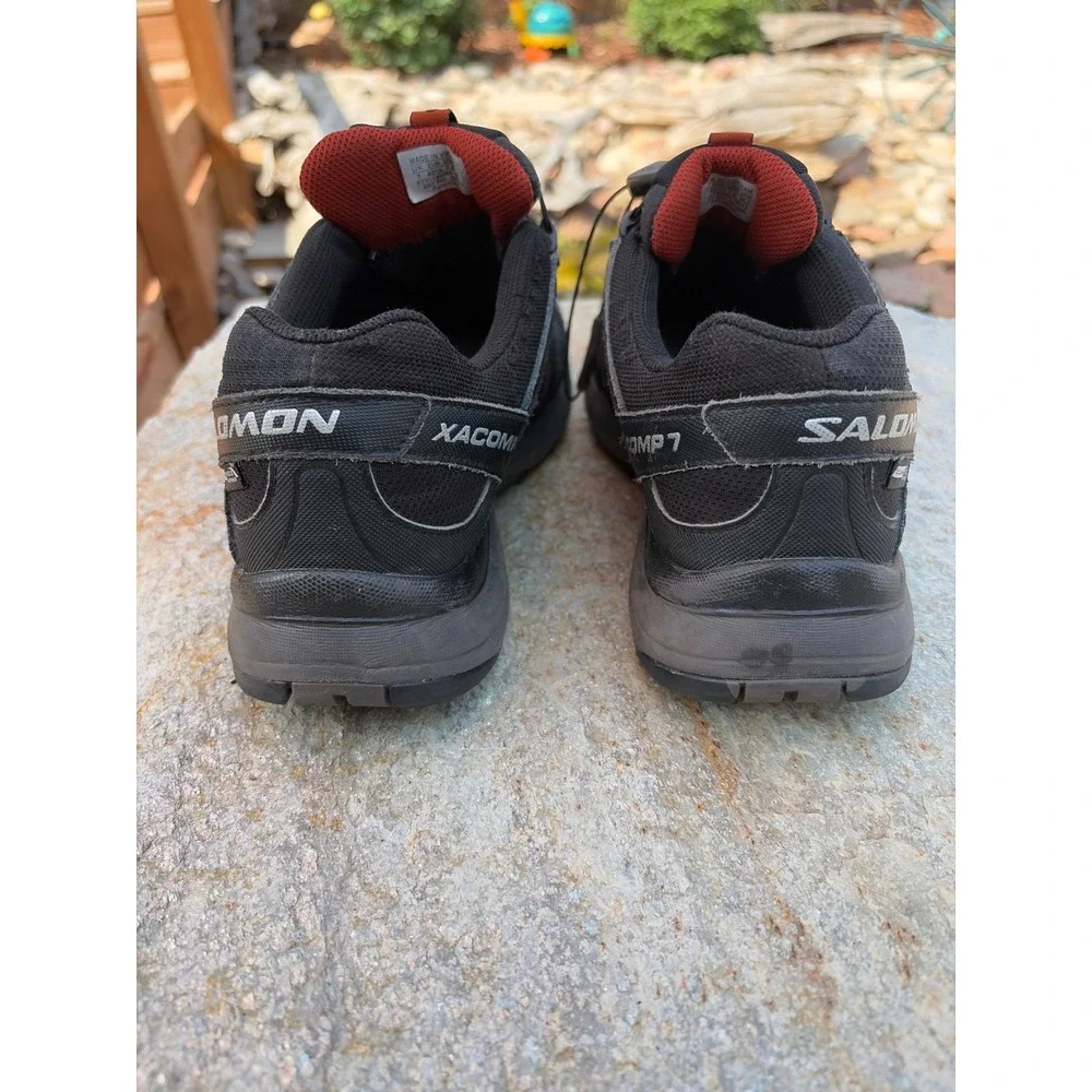 Salomon XA Comp 7 Trail Running Shoes Mens 7.5 Black Red 327086 Hiking Sneakers